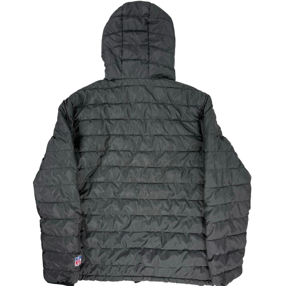 NFL Team Apparel Black Quilted Hooded Puffer Jacket Men’s Large 45" Chest - Picture 4 of 7